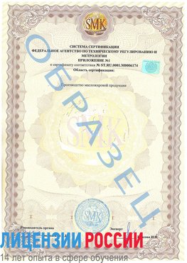 Образец сертификата соответствия (приложение) Отрадное Сертификат ISO 22000